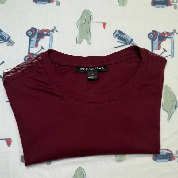 Michael Kors Men's Rich Red Short Sleeve Tee - Picture 9 of 11